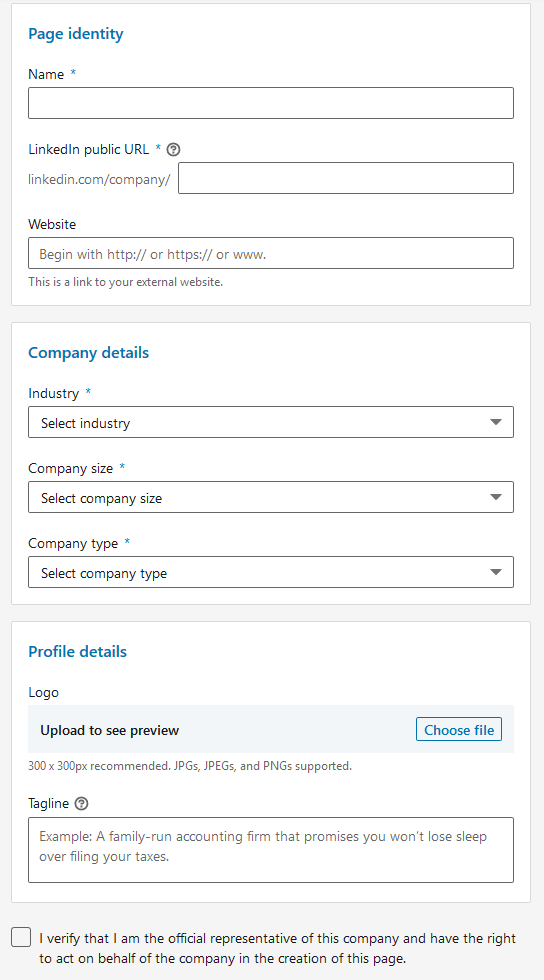 Create a LinkedIn Company Page - Step 4 - Details