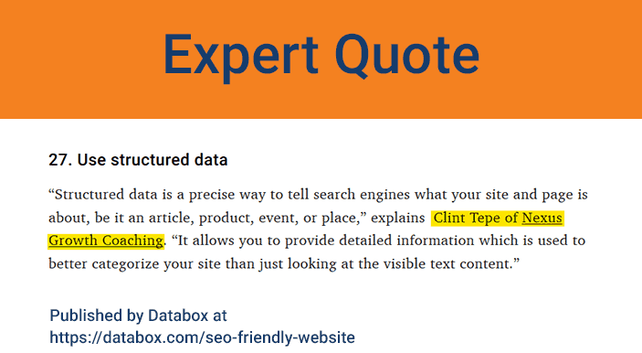 earned media example - expert quote