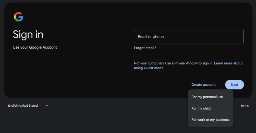 Create Google Account