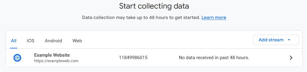 Google Analytics - New Data Stream